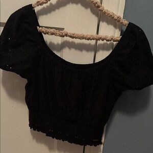Hollister Elegant Black Eyelet Crop Top